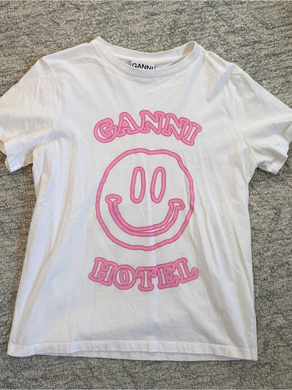 Ganni White Crewneck Logo Tee